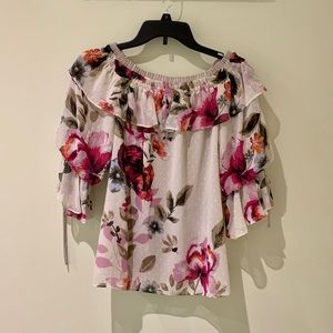 WHBM Off-the-shoulder Floral Blouse